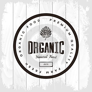 Organic natural and healthy farm fresh food retro emblem
