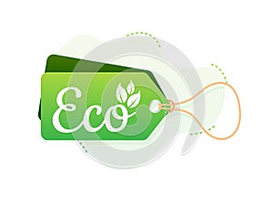 Organic natural label, price tag. Eco friendly. Vector stock illustration