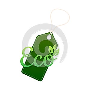 Organic natural label, price tag. Eco friendly. Vector stock illustration