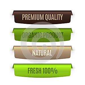 Organic natural labels. Eco banners template. Vector bio badges set for concept guarantee ecology product photo