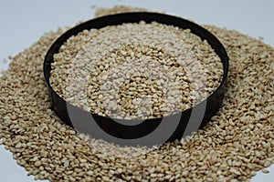 Organic natural Til Gul OR Sesame seeds over white background