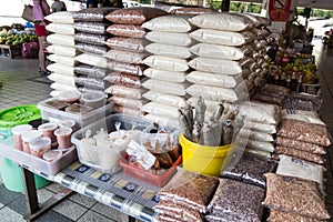 Organic Bario rice retailed at market stall in Miri, Sarawak photo