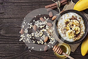 Organic oatmeal porridge in a bowl