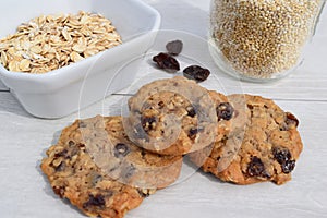 Organic oatmeal quinoa raisin cookies