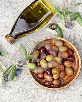 organic olive oil and olives
