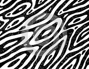 Organic pattern for backdrop design. Zebra stripes and waves. Skratch doodle ornament. Hand drawn texture. Vector artwork