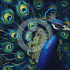 organic pattern that captures the intricate beauty of a peacock\'s tail feathers. AI Generated