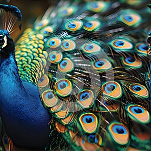 organic pattern that captures the intricate beauty of a peacock\'s tail feathers. AI Generated