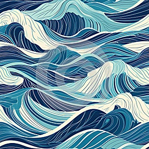 organic pattern that mirrors the rhythmic movements of waves crashing on the shore. AI Generated