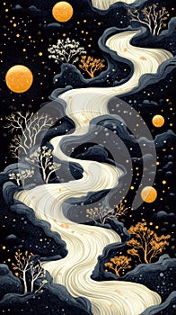 Organic patterns inspired by the flowing forms of underwater algae, featuring intricate marine textures