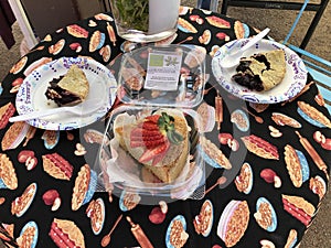 Organic pies for sale at the weekly farmers market in Tucson AZ