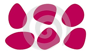 Organic Pink blobs irregular shape. Abstract fluid shapes vector set, simple water forms.