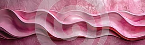 Organic Pink Wood Carving: Abstract Waves on Textured Wall Banner with Intricate Detailing