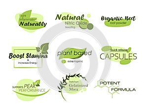 Organic plant based food template sticker set