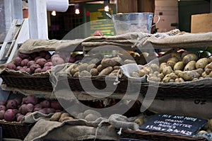 Organic potatoes in market