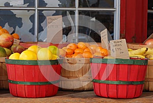 Organic produce for sale, in baskets