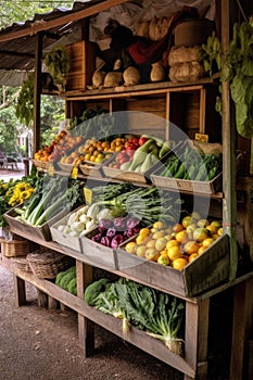 organic produce stand at a farmers market