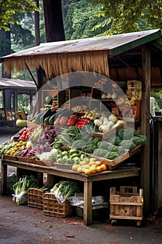 organic produce stand at a farmers market