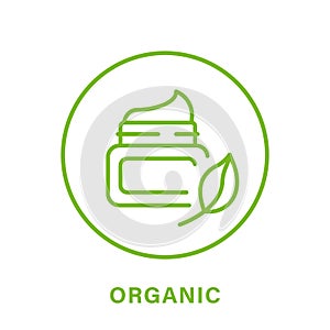 Organic Product Line Green Icon. Cosmetic Cream Made of Natural Ingredients Outline Pictogram. Bio Eco Product Icon