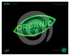 Organic product logo. Letters and leaf. Farmer products emblem. Identity, app icon.