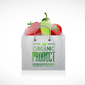 organic product shopping bag illustration design