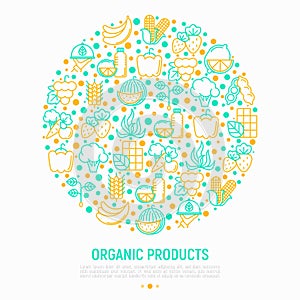 Organic products concept in circle