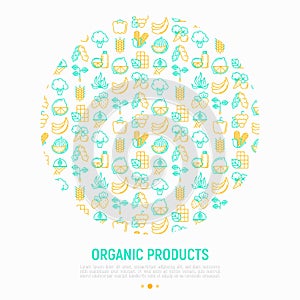 Organic products concept in circle