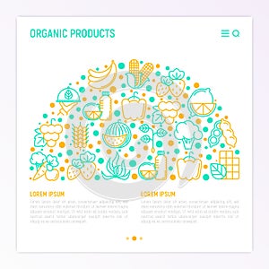 Organic products concept in half circle