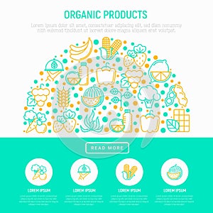 Organic products concept in half circle