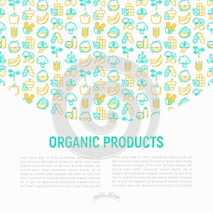 Organic products concept with thin line icons