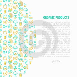 Organic products concept with thin line icons