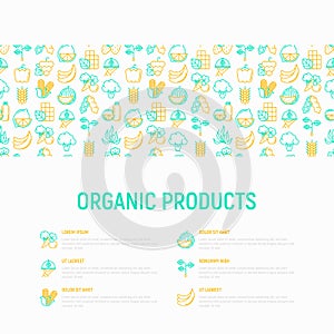 Organic products concept with thin line icons