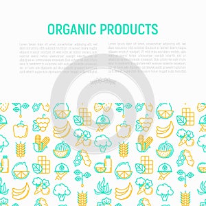 Organic products concept with thin line icons