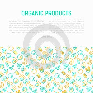 Organic products concept with thin line icons set