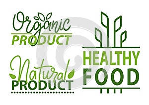 Organic Products and Healthy Food Logotypes Set