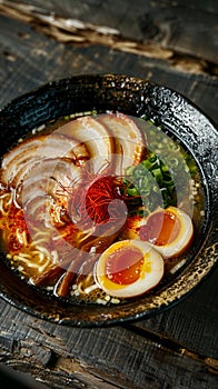 An organic ramen dish, its broth deliberately bland, stands ready to be transformed by the diner\'s choice of spicy or savory