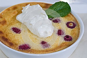 Organic raspberry clafoutis