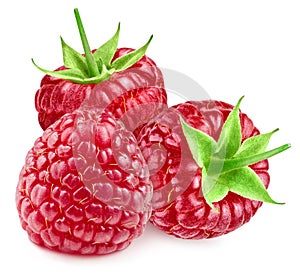 Organic raspberry isolated on white background