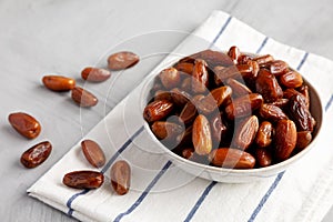 Organic Raw Date Fruit in a Bowl, side view