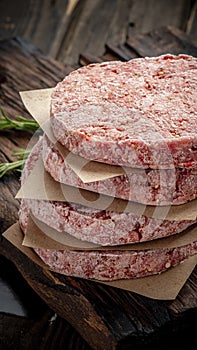 Organic raw minced meat or beef cutlets