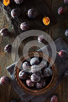 Organic Ripe Purple Prune Plums