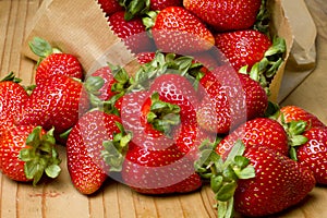 Organic ripe red strawberries