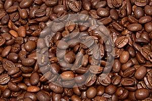 Organic roasted coffee beans texture