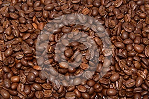 Organic roasted coffee beans texture