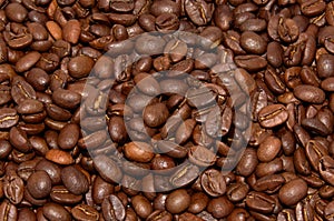 Organic roasted coffee beans texture