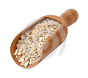 Organic Rolled Oats in a Wood Scoop