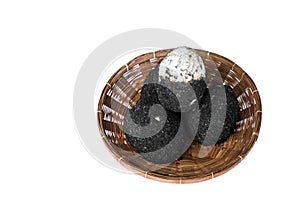 Organic salted eggs in rattan basket photo