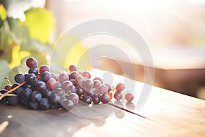 organic sangiovese grapes with a sun flare