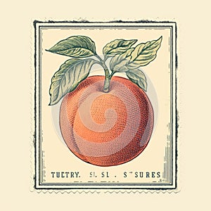 Organic Seasonal Peaches Vintage Retro Typeface Illustration