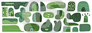 Organic shape abstract green color illustration. Shrub bush shrubbery tree simple abstract flat cartoon vector object